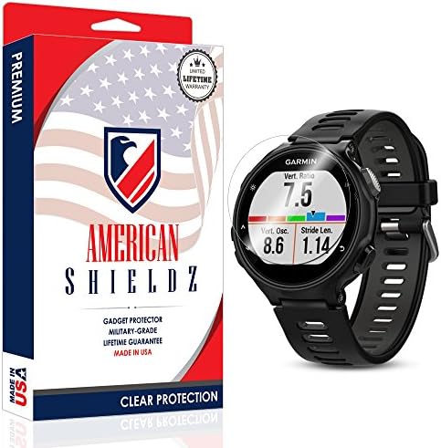 (6-PACK) Garmin Forerunner 735XT Screen Protector by American Shieldz Full Coverage Screen Edge-to-Edge, Invisible Clear HD Shield Anti-Bubble, Lifetime Replacements