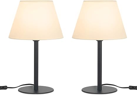 Amazon Com Yeleeino Table Lamp Set Of 2 Small Bedside Desk Lamp With Linen Fabric Shade Small Nightstand Lamp For Desk Bedroom Living Room Coffee Table College Dorm Dresser 2 Lights Home Improvement