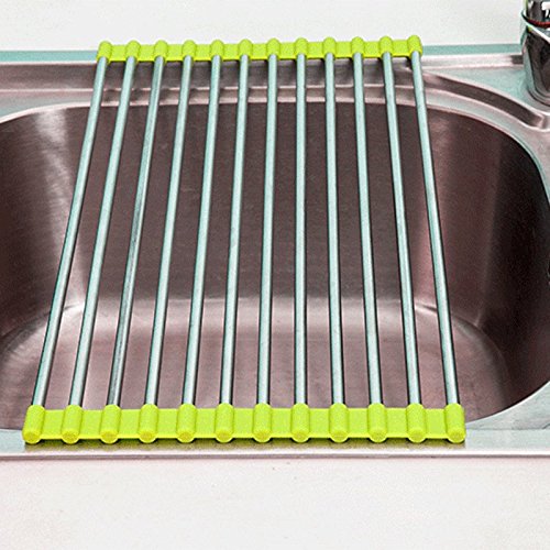Rollup Dish Drying Rack Stainless Steel Rollup Over Sink Rack Light
