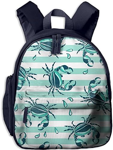 Kids Preschool Backpack Beach Crabs Blue And White Stripe School Bag