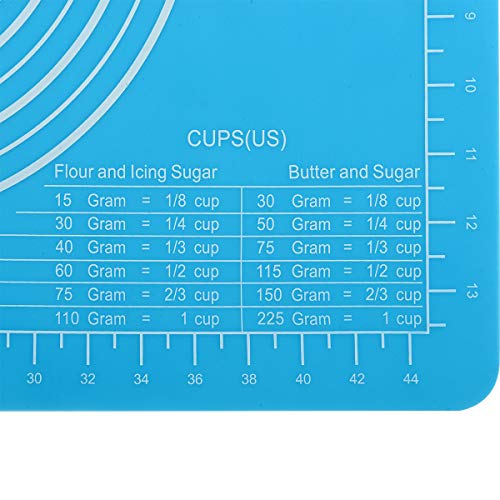Non-Slip Silicone Pastry Mat with Measurements for Silicon Baking Mats, Non-Stick Dough Rolling Mat, Kneading/Place Mats, Fondant/Sugarcraft/Pie Crust Mat by Super Kitchen (15×20, Blue) - Thumbnail 2