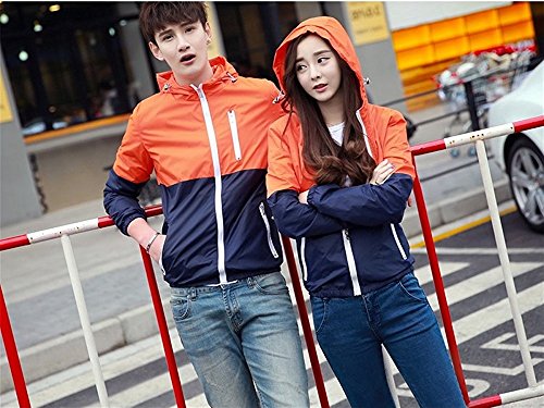 ZCL Women Quick Dry Windbreaker, Autumn Lightweight Hooded Jacket Sun Protection Outerwear Orange US Size L