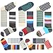 Men Formal Dress Socks Plus Size Colorful Stripe Combed Cotton Trouser Mid Calf Crew Business Socks 10-Pack