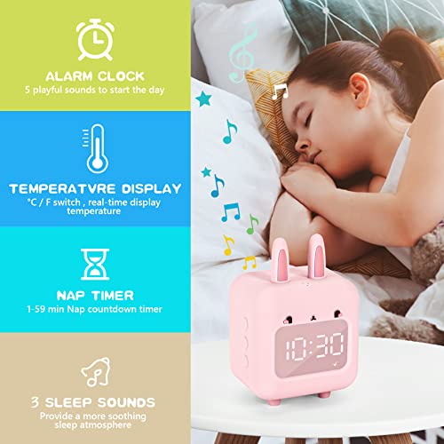 Kids Alarm Clock, Digital Alarm Clock for Kids, Cute Bunny Alarm Clock