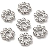 DanLingJewelry 100Pcs 5mm Flower Spacer Beads Stainless Steel Round Daisy Floral Spacer Loose Beads for DIY Crafts Jewelry Making Supplies