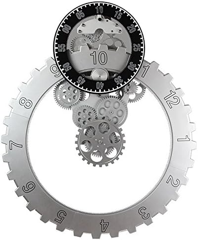 KHSKX Hollow triangles hanging gear simple European-style mechanical gear clocks the living room wall pendulum clock,D