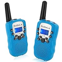 Bobela Cool Walkie-Talkie for Men Camping - T-388 Bestcompact Walky-Talky with Flashlight for Adults Boys Walki-Talki with Clip Mic PTT Mile Range for Kids as Christmas Birthday Gifts (Blue 2 Pack)