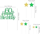 Pargleev Glittery 60th Birthday Cake Topper Green Gold Party Decorations view 2