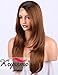 K’ryssma Long Natural Straight Ombre Synthetic Lace Front Wigs with Bangs, 2 Tones Dark Roots #4 to Brown #30 L Part Wig with Deep Side Parting Glueless Synthetic Wig for Women 20 inch (KMLM005)