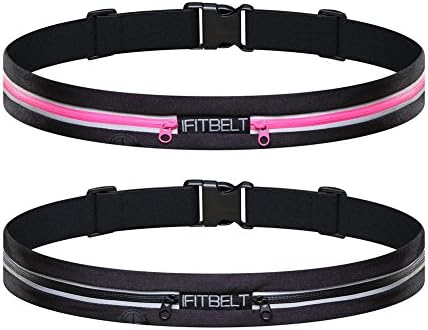 2 pack Running Belt, IFITBELT Running Waist Pac, Race Belt, Workout Pouch, Reflective Fanny Pack 2 expandable pockets for iphone 6s/6/SE,galaxy S5,s6,note 4/5, for Men, Women During Sports Workouts