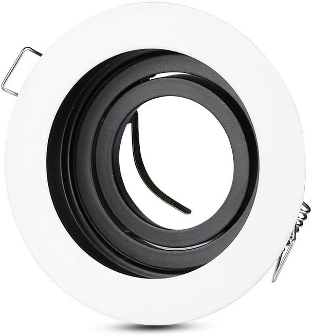 V-TAC Spotlight Holder Recessed Round Metal White Swivel 15° Gu10, 100mm