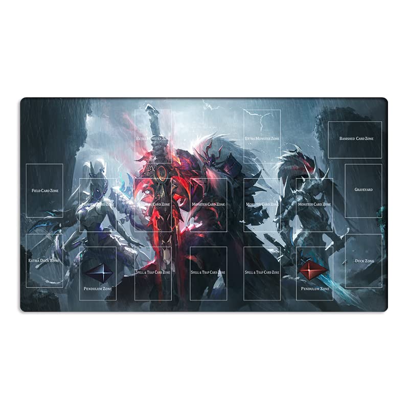New Mlikemat Playmat Swordsoul of Mo Ye Swordsoul Sovereign TCG CCG OCG Trading Card Game Mat with Zones + Free Bag (ZD039-705-A)