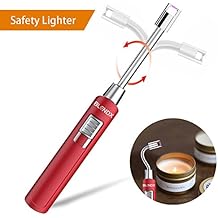Electric Arc Lighter Kitchen Lighter USB Rechargeable Long Lighter Candle 360° Flexible Neck, No Spark & Smell, Flameless Windproof Fire Candle Lighter for Camping Grilling BBQ Gas Stove (Red) )