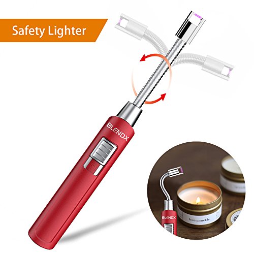 Electric Arc Lighter Kitchen Lighter USB Rechargeable Long Lighter Candle 360° Flexible Neck, No Spark & Smell, Flameless Windproof Fire Candle Lighter for Camping Grilling BBQ Gas Stove (Red) ) - Thumbnail 7