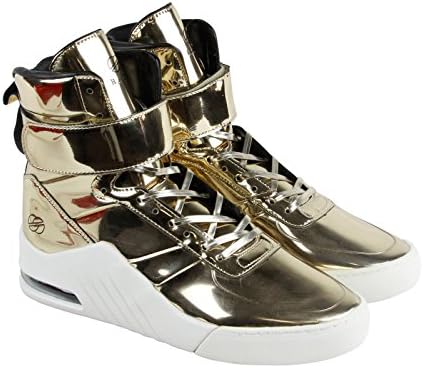 Radii Apex Mens Gold Patent Leather High Top Lace Up Sneakers Shoes