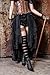 HaoLin Steampunk Retro Victorian Punk Cincher Lace up Long Ruffle Pencil Skirt Black