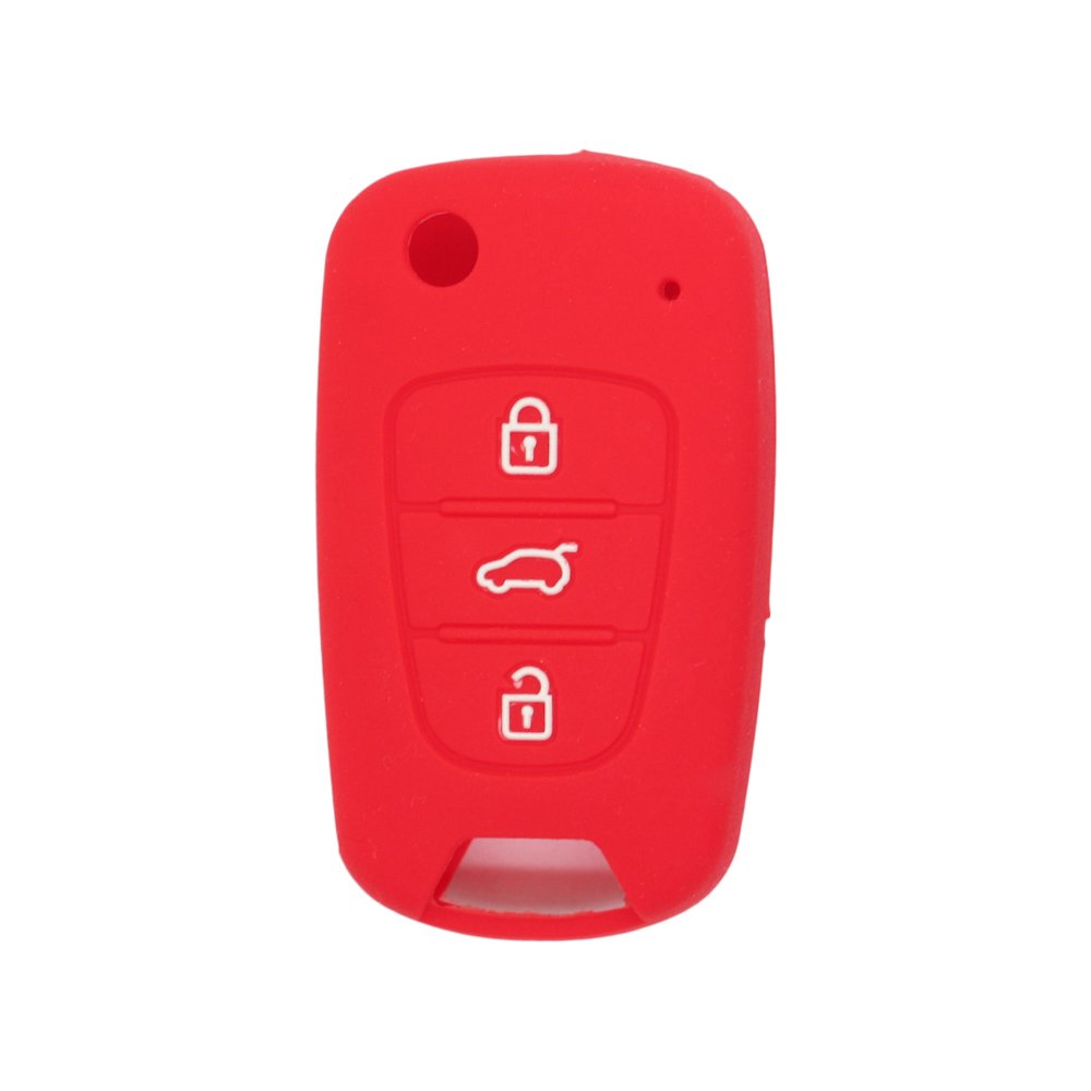 BROVACS Silicone Cover Protector Case Holder Skin Jacket Compatible with HYUNDAI KIA 3 Button Flip Remote Key Fob CV2152 Red