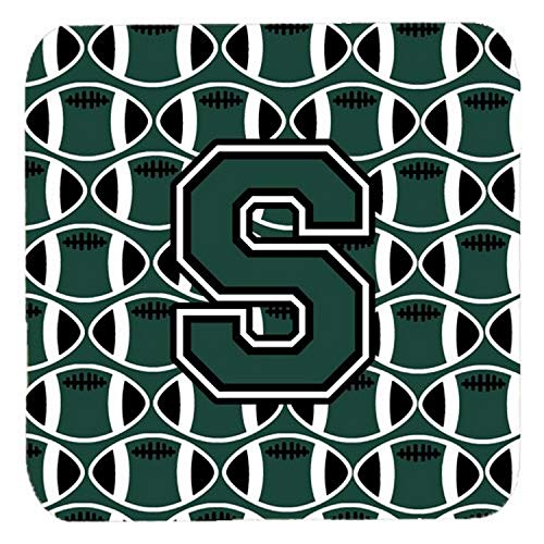Caroline's Treasures CJ1071-SFC Letter S Football Green and White Foam Coaster…