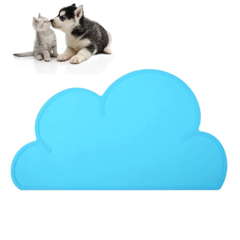 Silicone Pet Feeding Mat for Dogs and Puppies, Food and Water Bowl Placemat (Blue)