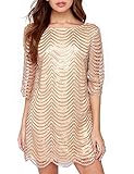 HAOYIHUI Women's Sparkly Wave Metallic Sequin Half Sleeve Party Dress