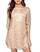 HAOYIHUI Women's Sparkly Wave Metallic Sequin Half Sleeve Party Dress