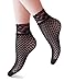 VERO MONTE 4 Pairs Women's Patterned Lace Fishnet Ankle Socks (Black) 41521