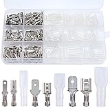 Glarks 315Pcs Quick Splice 2.8mm 4.8mm 6.3mm Male and Female Wire Spade Connector Wire Crimp Terminal Block with Insulating Sleeve Assortment Kit