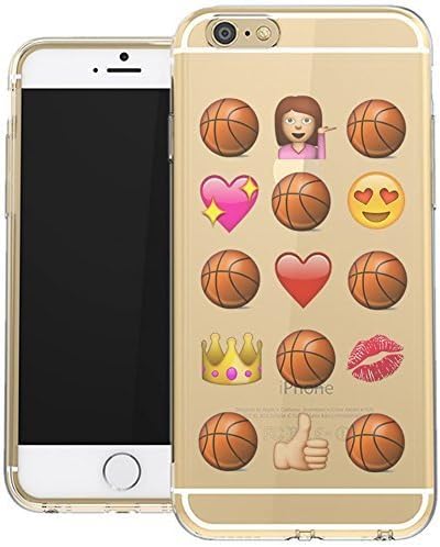 iPhone 8 PLUS / iPhone 7 PLUS Clear Case Basketball Novelty Emoji Funny Princess Love Basketball Case For Teens Girls UNIQUE Designer Transparent Gloss Candy TPU Flexible Slim Case