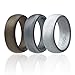 Silicone Wedding Ring For Women and Men By ROQ, Metalic Looking With Artistic Unique Patterns Silicone Rubber Bands, 2 x 3 packs - 5mm Women and 8mm Men