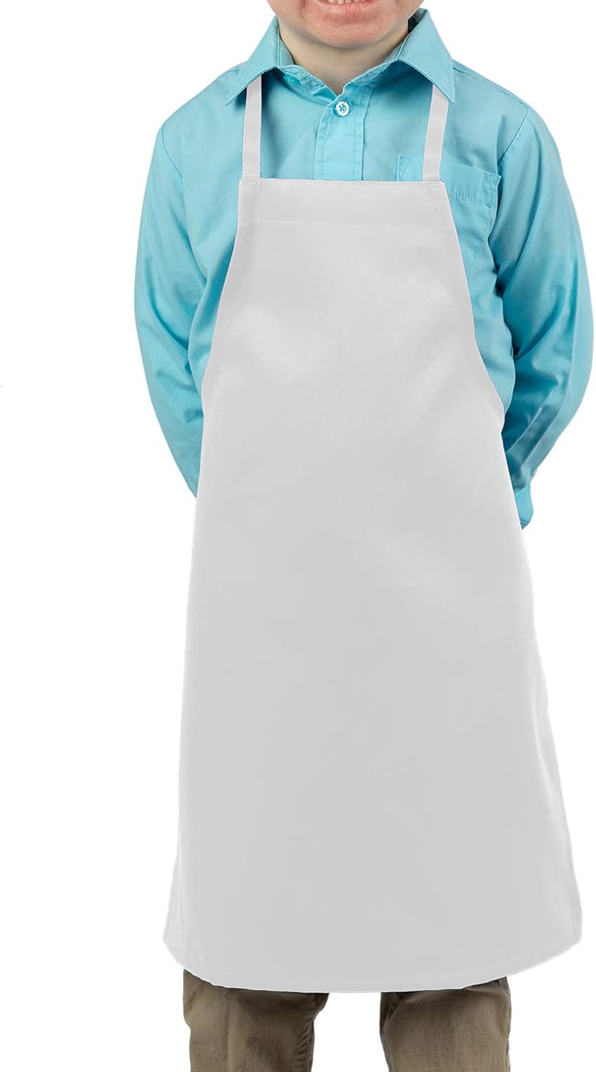 6 Pack -White Kids Apron, Medium Bib: Home & Kitchen