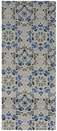 All Design Mats Cushioned Non-Slip/Rubber Medallion Damask Design Blue - Grey - Black Color Aqua Runner/Doormat , easy cut to fit in your Hallway, Bathroom, or Kitchen with scissors AQ4000-03-2X10
