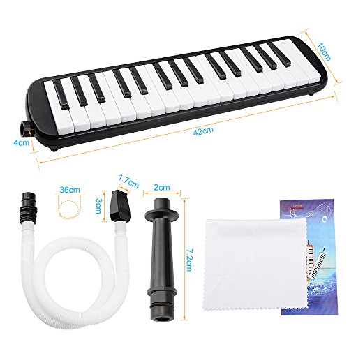 Irich 32 Piano-Style Melodica Musical Education Instrument for Beginner Kids Children Gift with Carrying Bag (Black)