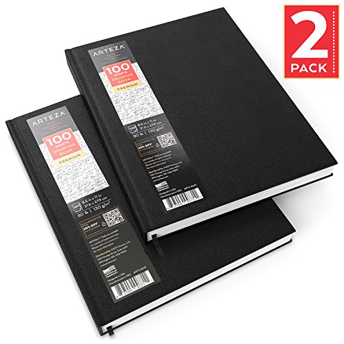Arteza 8.5X11 Drawing Book - Hardbound (80lb/130g, 100 Sheets, 2 Pack)