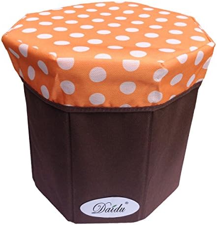 Daidu Non-Woven Fabric Foldable Storage Bin Box Ottoman Stool 9.8 x 9.8 x 9.8 inches for Kid Student Pupil Desk Bedroom Dorm,Orange