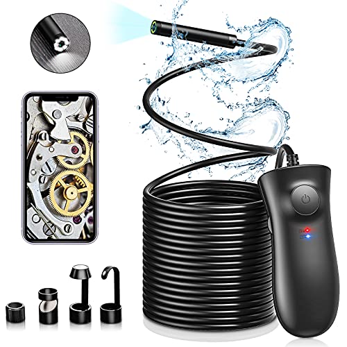 Wireless Endoscope,Upgrade IP68 Waterproof HD Inspection Camera,WiFi Borescope Flexible Semi