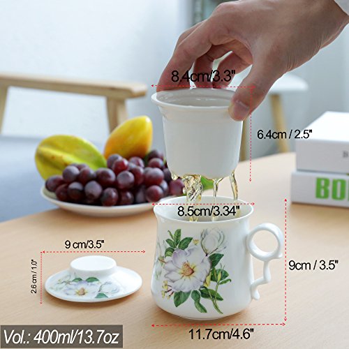 TEANAGOO M01-5 Tea-Mug with Infuser & Lid,13.7 OZ, Camellia, Brewing Strainer for Loose Leaf Green Chinese Mug Mom Women TEANAGOO - Thumbnail 6