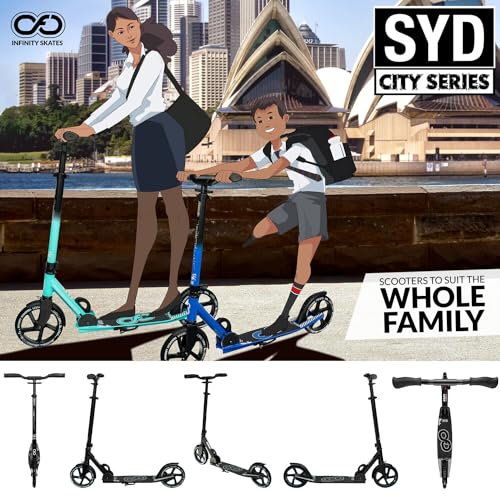 Crazy Skates Foldable Kick Scooter - Kick Scooters for Adults, Teens and Kids with Carrying Strap - Fast Folding, Adjustable Handlebars and Lightweight