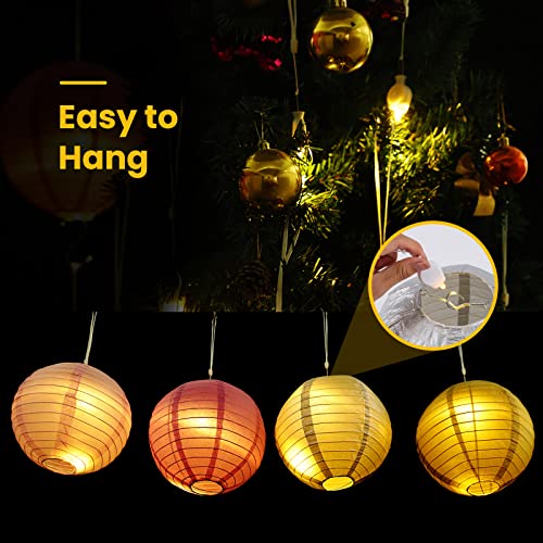 Yizhet Paper Lantern Lights, 12 x Balloon Light, Warm White | Flicker-Free Hanging Rope Replaceable Battery Operated Waterproof for Paper Lanterns, Wedding, Birthday, Party