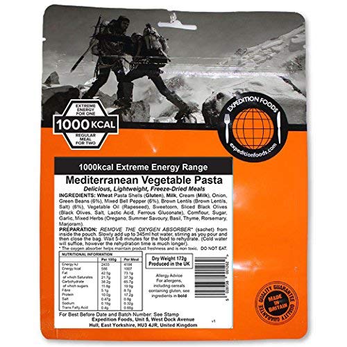 EXPEDITION FOODS Mediterranean Vegetable Pasta (Double Serving / 1000KCAL) | Freeze-Dried Camping & Hiking Food