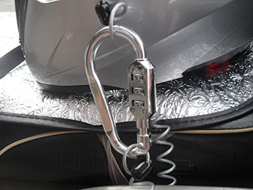 CHCYCLE Motorcycle helmet lock helmet motorcycle accessories with Security Cable (Silver)