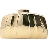 PENGZHI Women Sparkly Clutch Purse Unique Metallic Evening Bag Metal Box Handbag Purse Wedding Party Clutch Shoulder Bag