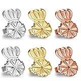 Original Magic Earring Lifters and Earring Backs - 3 Pairs of Hypoallergenic Adjustable Earring Lifts - Easy to Use, Perfect for Drooping Earrings (1 Silver/1 Gold/1 Rose Gold)