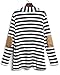 Merryfun Women's Elbow Patch Striped White Gray Cardigan Sweater 2XL