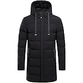 Gihuo Men's Winter Coat Long Puffer Jacket Warm Hooded Quilted Jacket Parka Outerwear