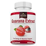Guarana Extract: All Natural Herbal Energy Supplement For Women, Men: 200mg caffeine - 60 Tablet Capsule Pills Tannins, Guaranine Paullinia Cupana Plant Powder Seeds Diet Weight Loss Without Anxiety