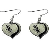 Pro Specialties Group MLB Glitter Heart Earrings, Small, Team Colors