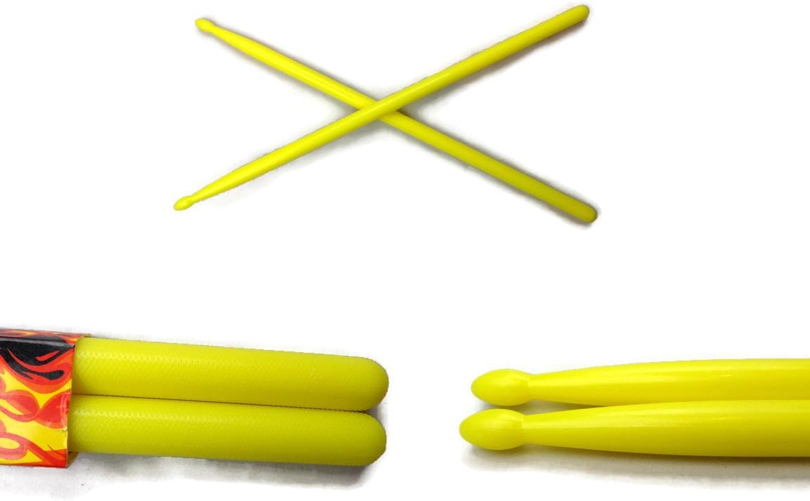 Pair 5A Yellow Plastic Drum Sticks Lightweight Fitness Exercise Drumsticks 4 oz.