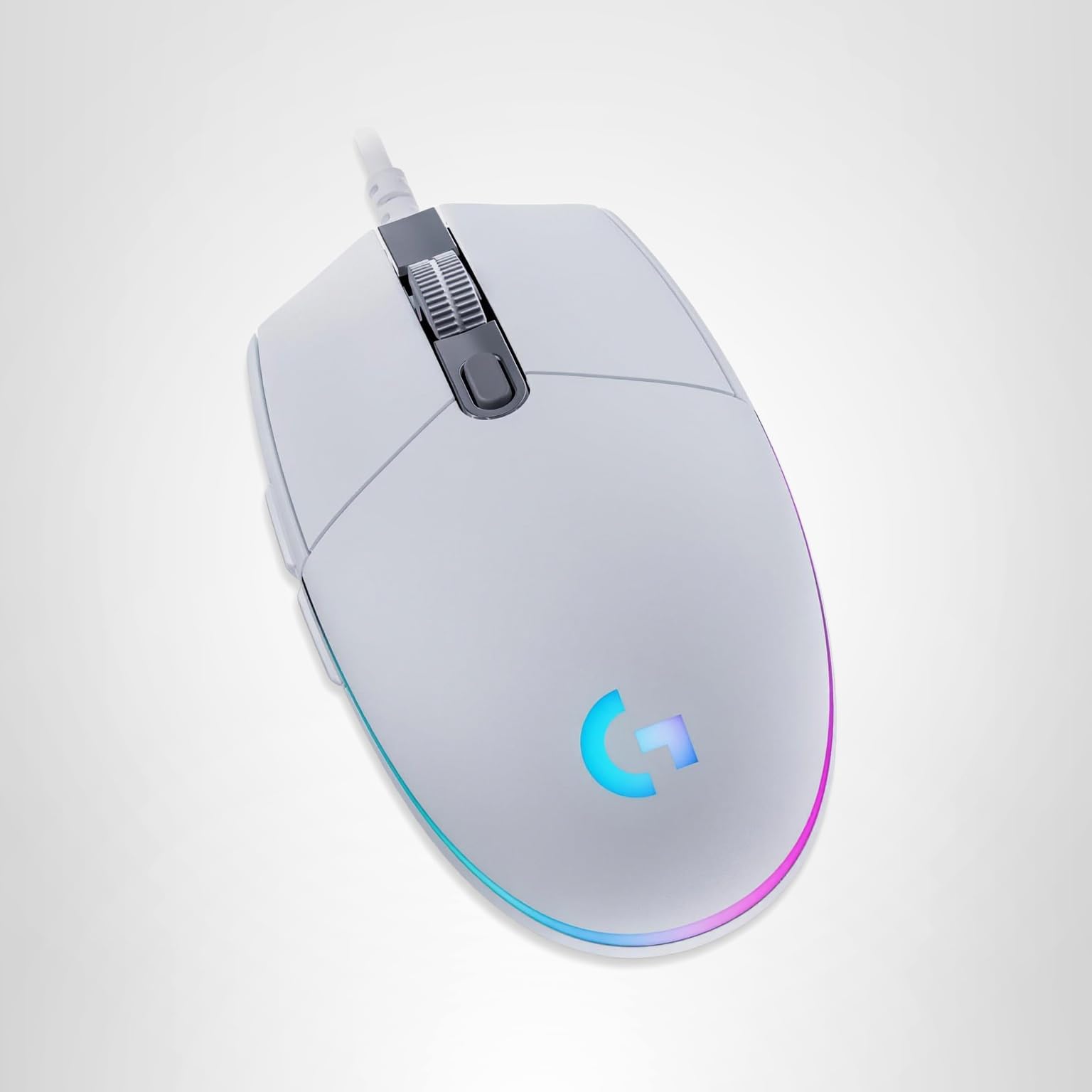 Logitech G203 Wired Gaming Mouse, 8,000 DPI, Rainbow Optical Effect LIGHTSYNC RGB, 6 Programmable Buttons, On-Board Memory, Screen Mapping, PC/Mac Computer and Laptop Compatible - White