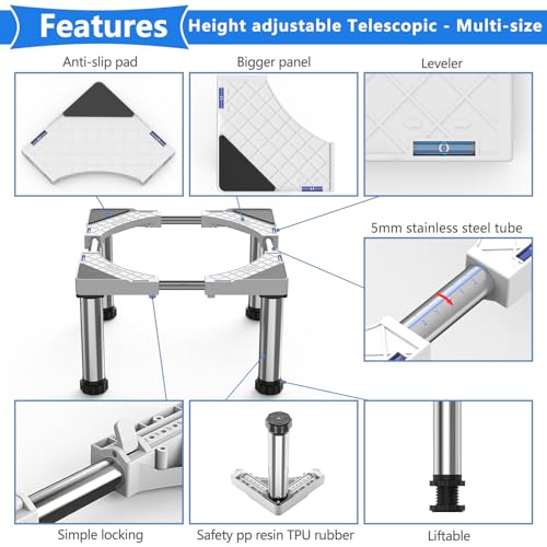 DEWEL Fridge base, height adjustable from 28 to 31 cm, suitable for dishwashers, freezers, cabinets and stationary appliances, black (adjustment range of length: 45 to 67 cm).