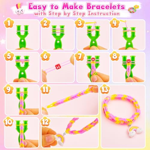 CGBOOM 5000+ Loom Bands Set, 62 Colours, 2 Boxes, Loom Bands, Rubber Bands for Bracelets with More Accessories, Gift Girls 5 6 7 8 9 10 Years, Birthday Gift Girls Craft Set Children
